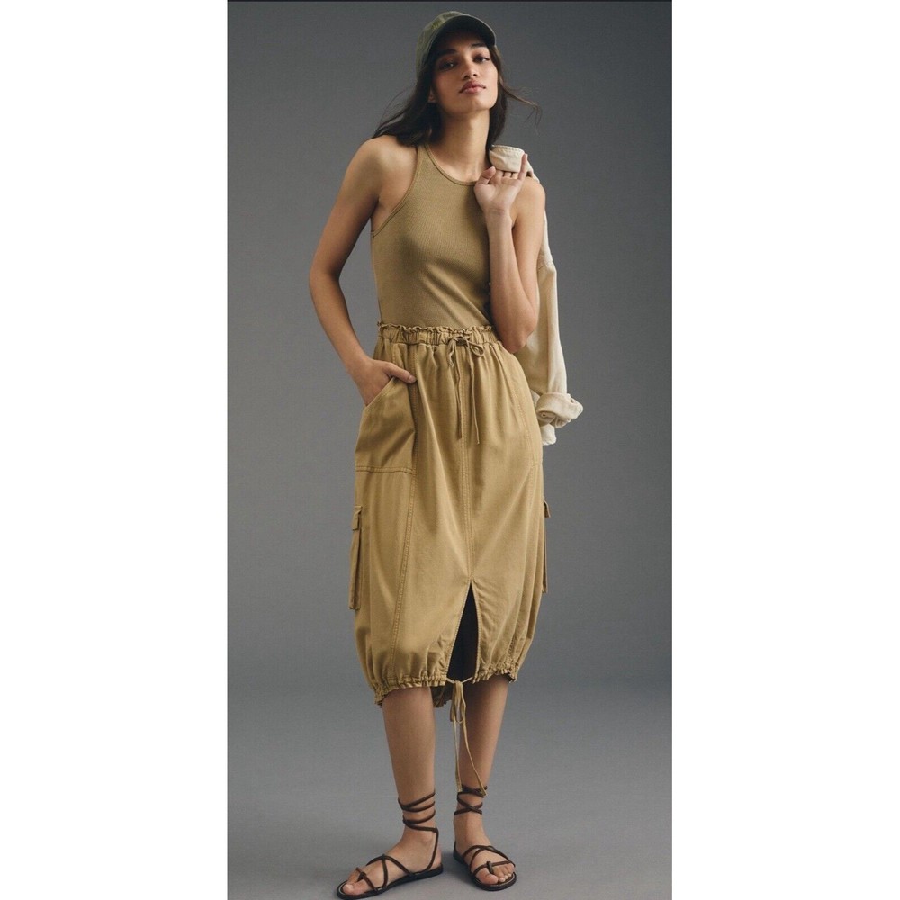 Anthropologie Daily Practice High-Neck Tank Gray Brown Ombre Twofer Dress Sz S